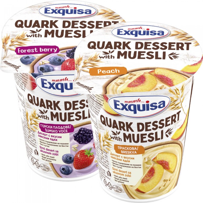 Кварк с Мюсли праскова / диви плодове EXQUISA 375g 