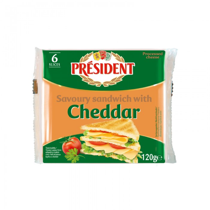 Топено сирене Чедър СЛАЙС President 120 г