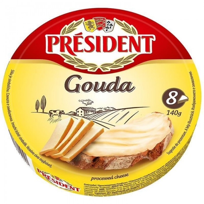 Топено сирене Гауда порции President 140 г